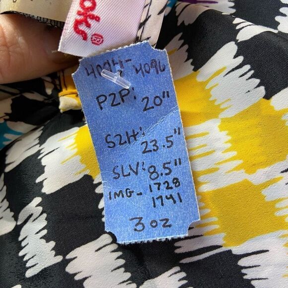 Bobbie Brooks Checkered Rainbow Funky Retro 80s Statement Top Blouse - Picture 5 of 6